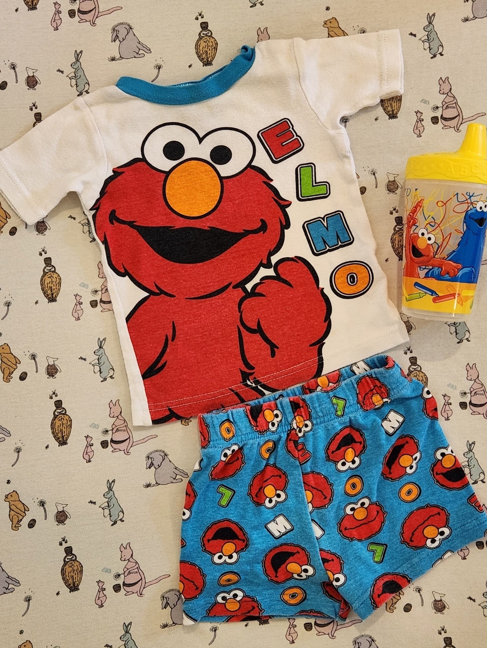 2016 Sesame Street Elmo 2PC Pajama Set 24M & 2008 Sippy Cup Bundle PLAY